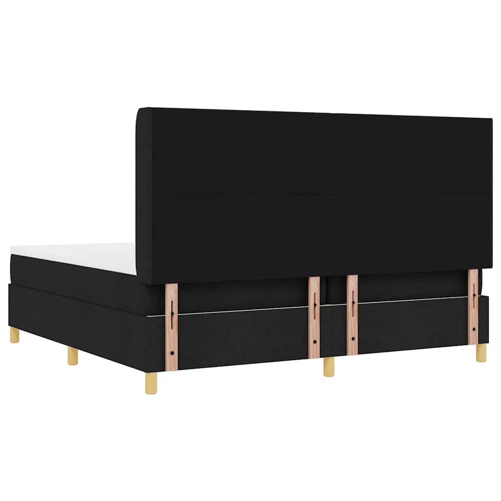 Boks-madrasseng med madras Sort 200 x 200 cm Stof