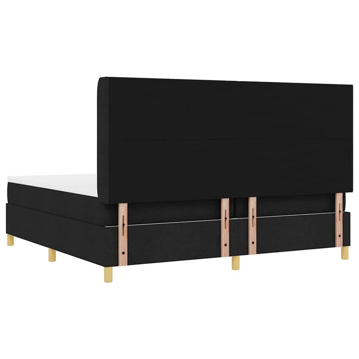 Boks-madrasseng med madras Sort 200 x 200 cm Stof