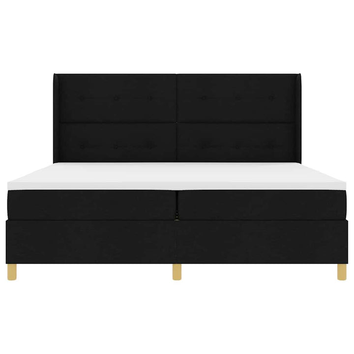 Boks-madrasseng med madras Sort 200 x 200 cm Stof