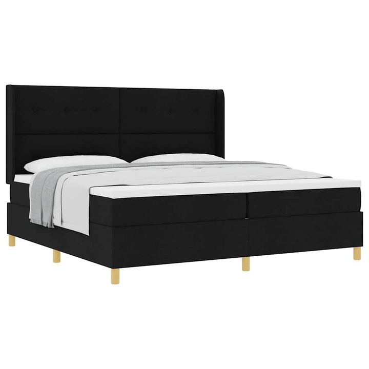 Boks-madrasseng med madras Sort 200 x 200 cm Stof