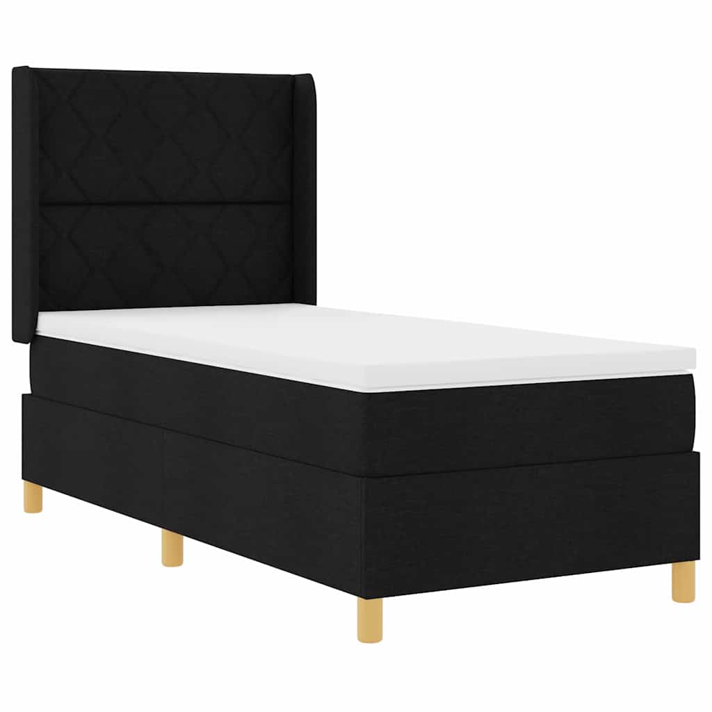 Boks-madrasseng med madras Sort 100 x 200 cm Stof