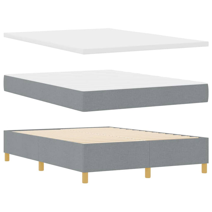 Boks-madrasseng med madras Lysegrå 140 x 190 cm Stof