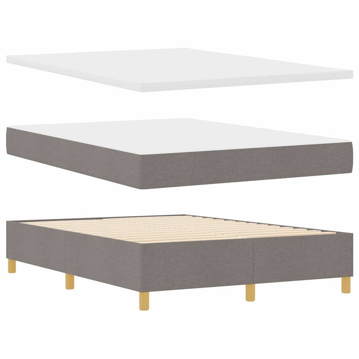 Boks-madrasseng med madras Gråbrun 140 x 190 cm Stof