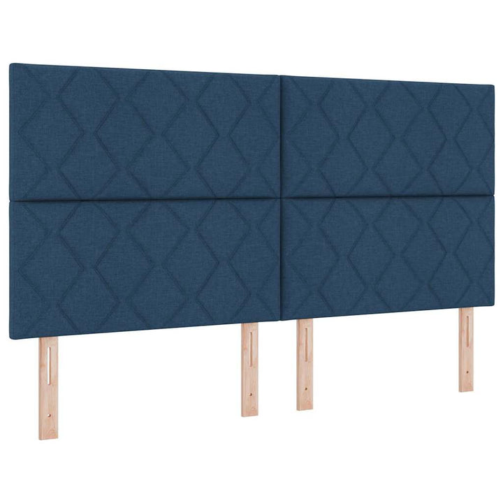 Boks-madrasseng med madras med hovedgærde Blå 180 x 200 cm Stof