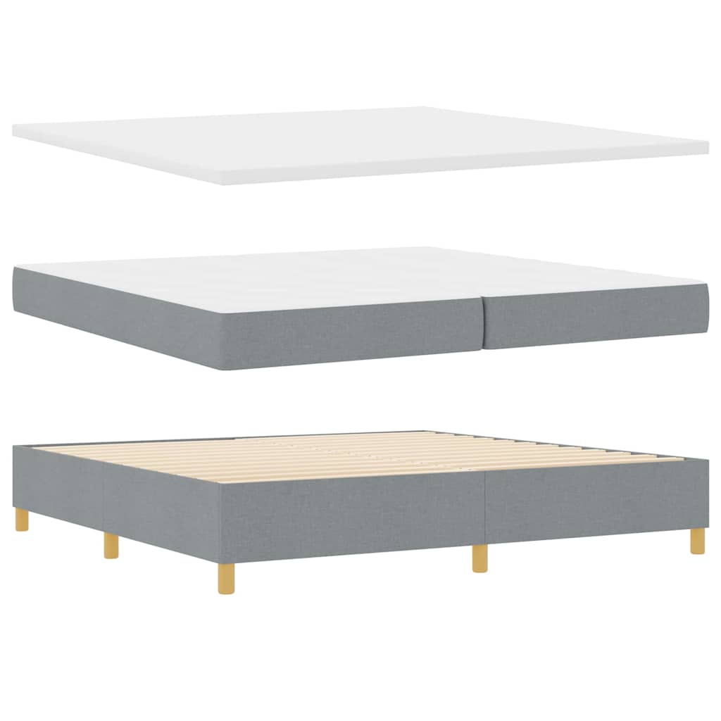 Boks-madrasseng med madras Lysegrå 200 x 200 cm Stof