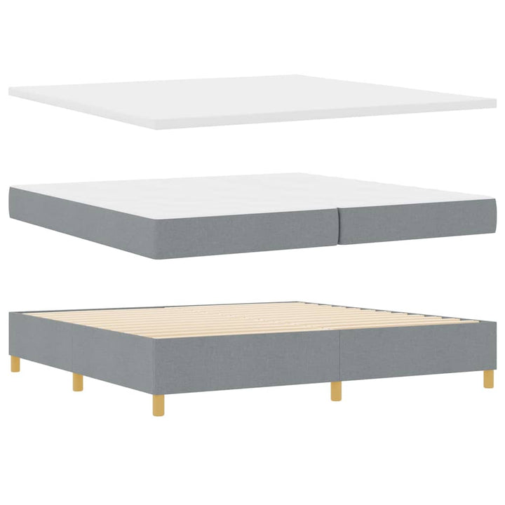 Boks-madrasseng med madras Lysegrå 200 x 200 cm Stof