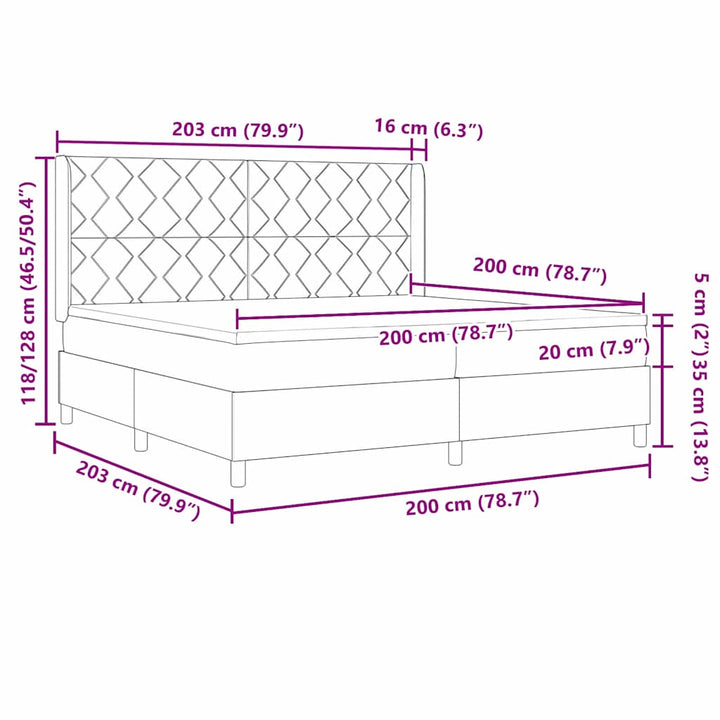 Boks-madrasseng med madras Lysegrå 200 x 200 cm Stof