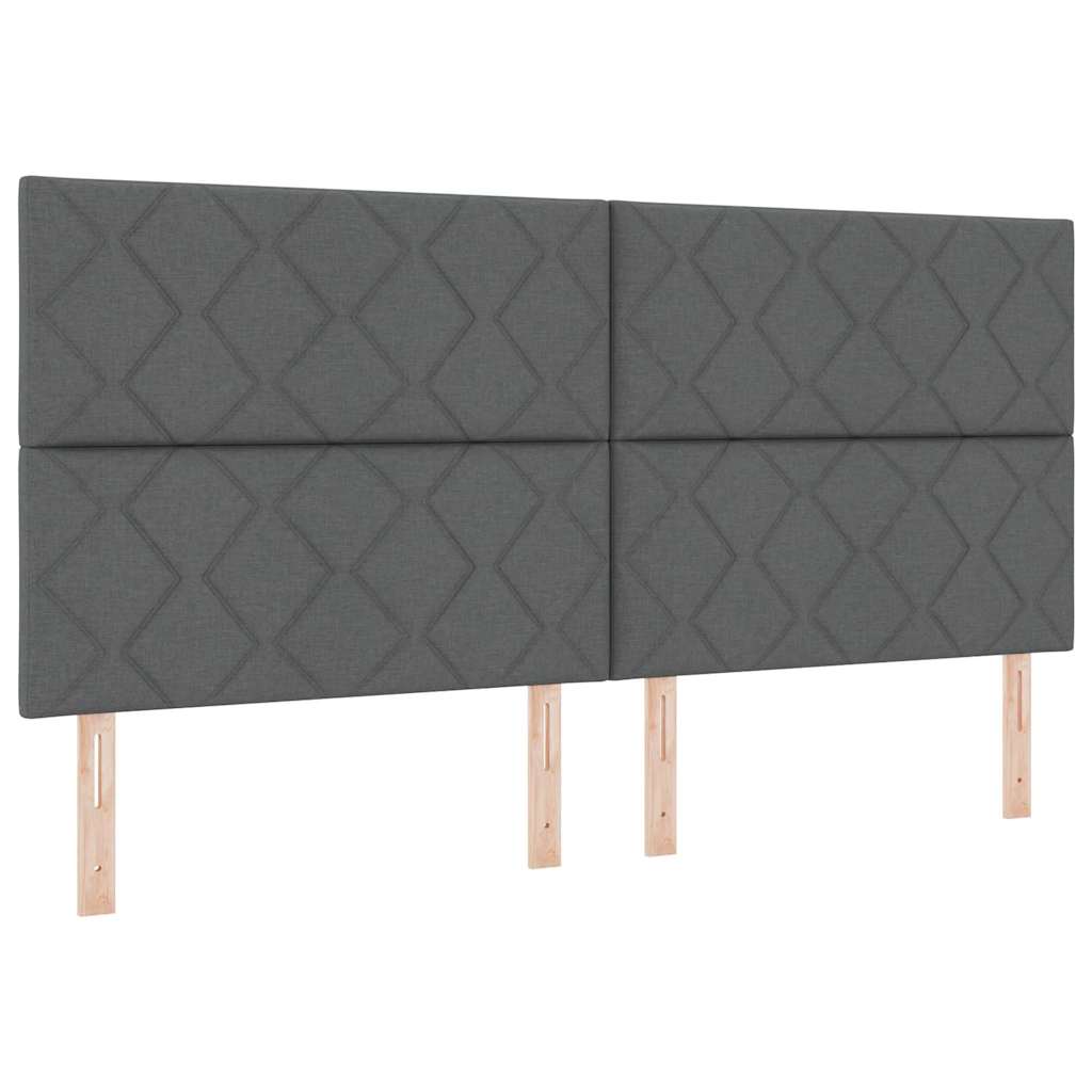 Boks-madrasseng med madras Mørkegrå 200 x 200 cm Stof