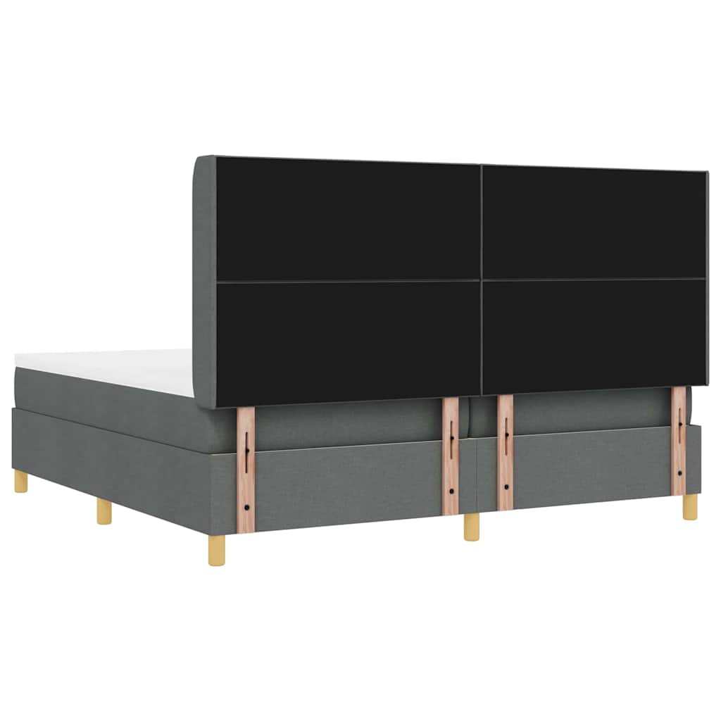 Boks-madrasseng med madras Mørkegrå 200 x 200 cm Stof