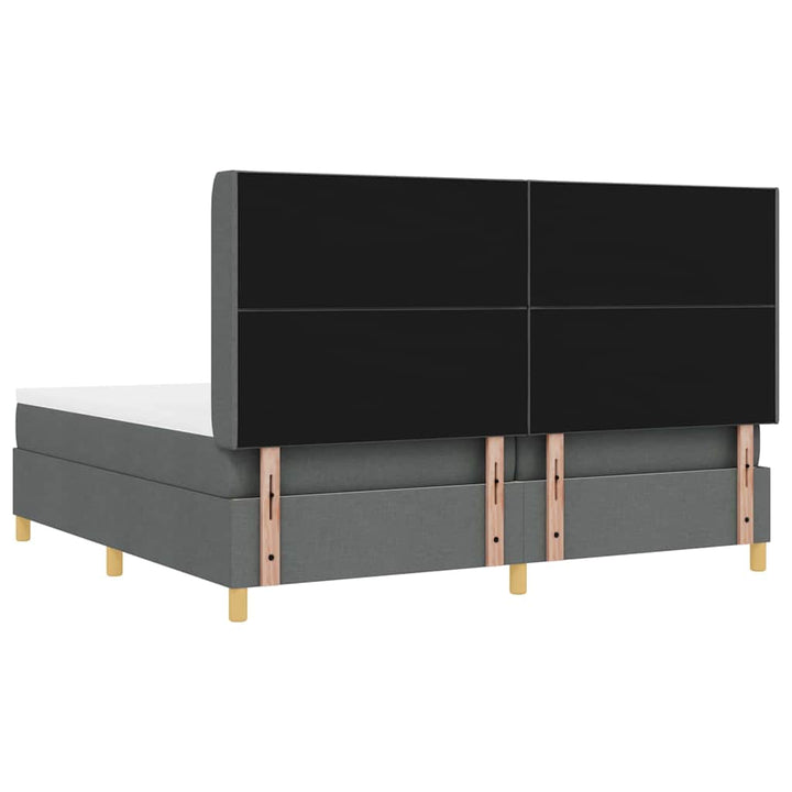 Boks-madrasseng med madras Mørkegrå 200 x 200 cm Stof