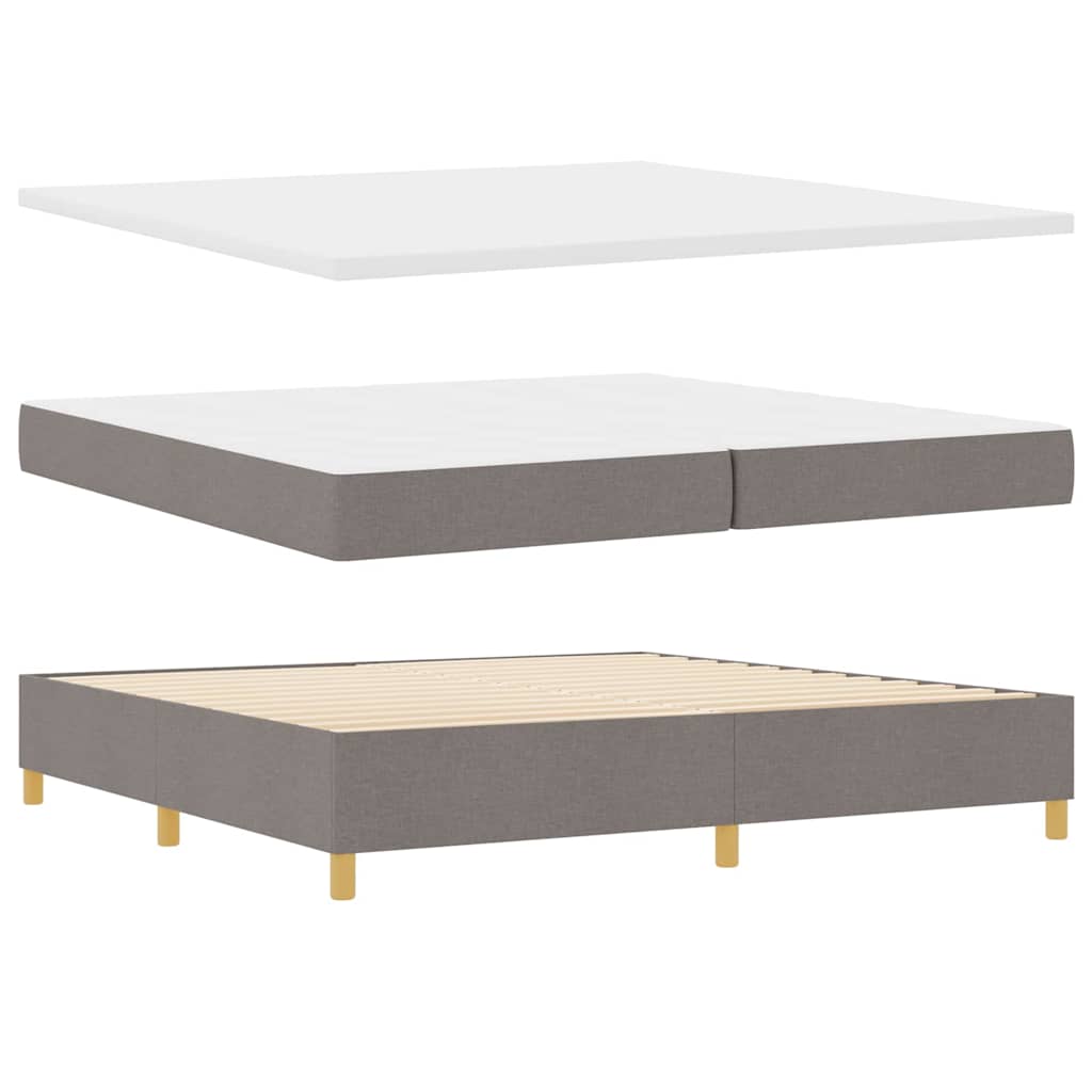 Boks-madrasseng med madras Gråbrun 200 x 200 cm Stof
