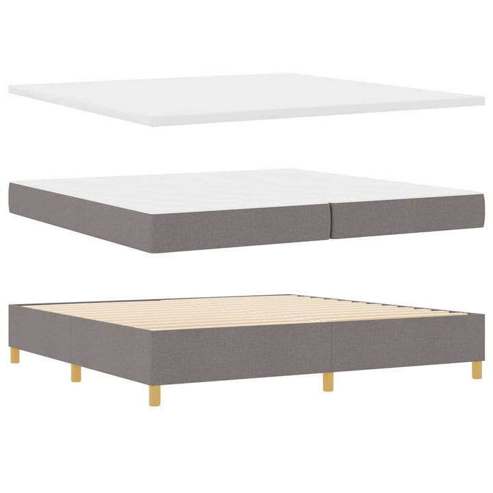 Boks-madrasseng med madras Gråbrun 200 x 200 cm Stof