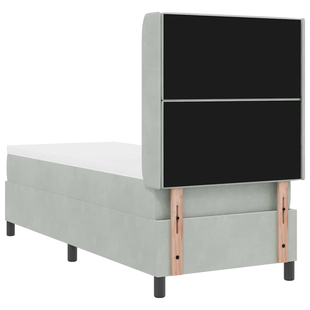 Box spring seng med hovedgærde Lysegrå 80 x 200 cm Fløjl