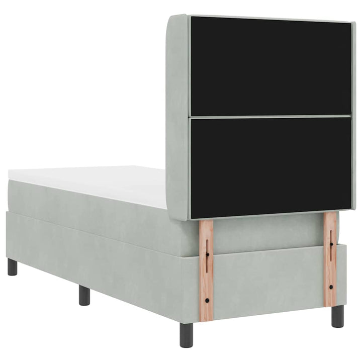 Box spring seng med hovedgærde Lysegrå 80 x 200 cm Fløjl