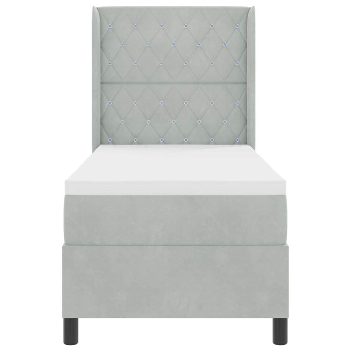 Box spring seng med hovedgærde Lysegrå 80 x 200 cm Fløjl