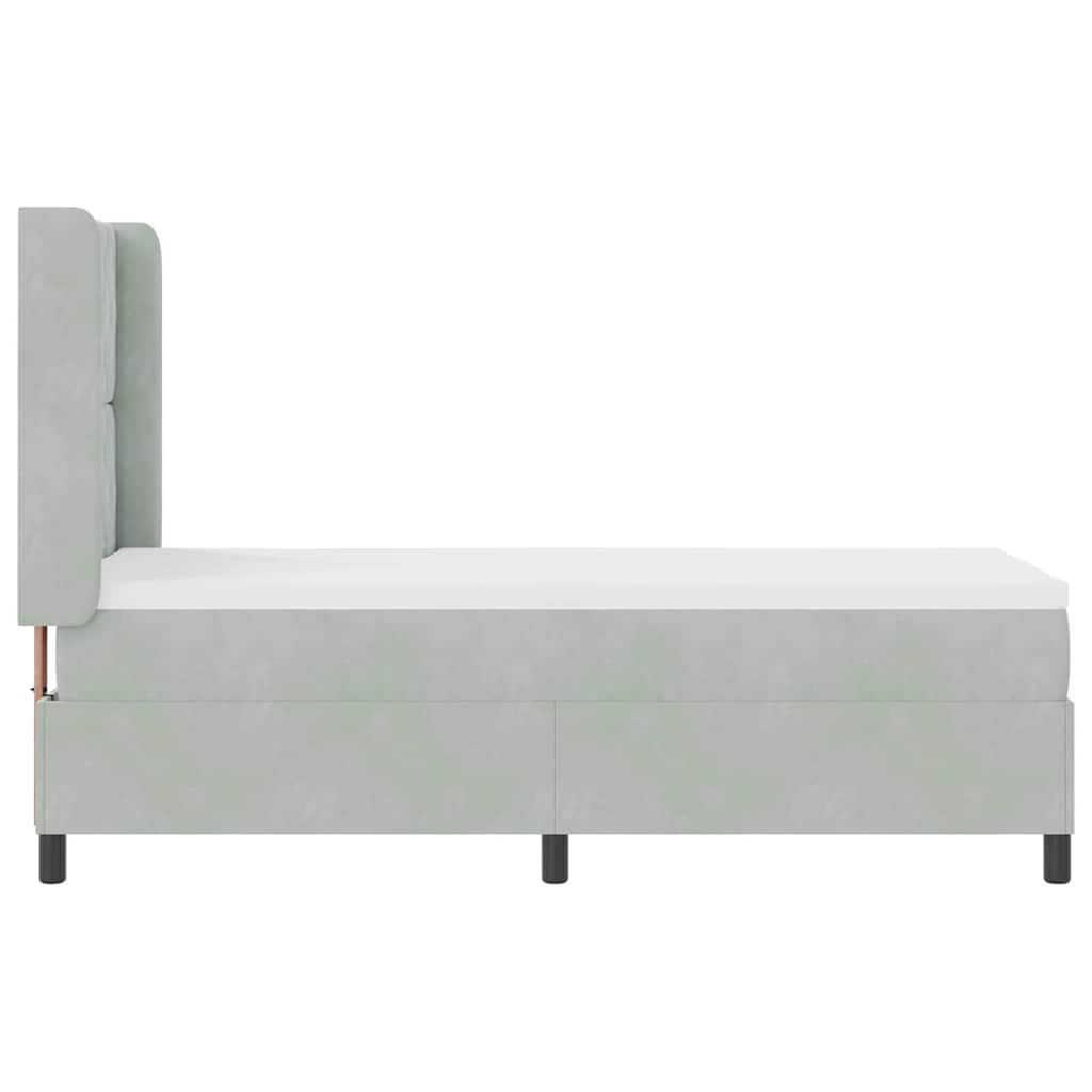 Box spring seng med hovedgærde Lysegrå 80 x 200 cm Fløjl