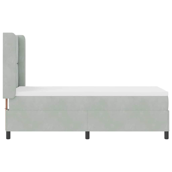 Box spring seng med hovedgærde Lysegrå 80 x 200 cm Fløjl