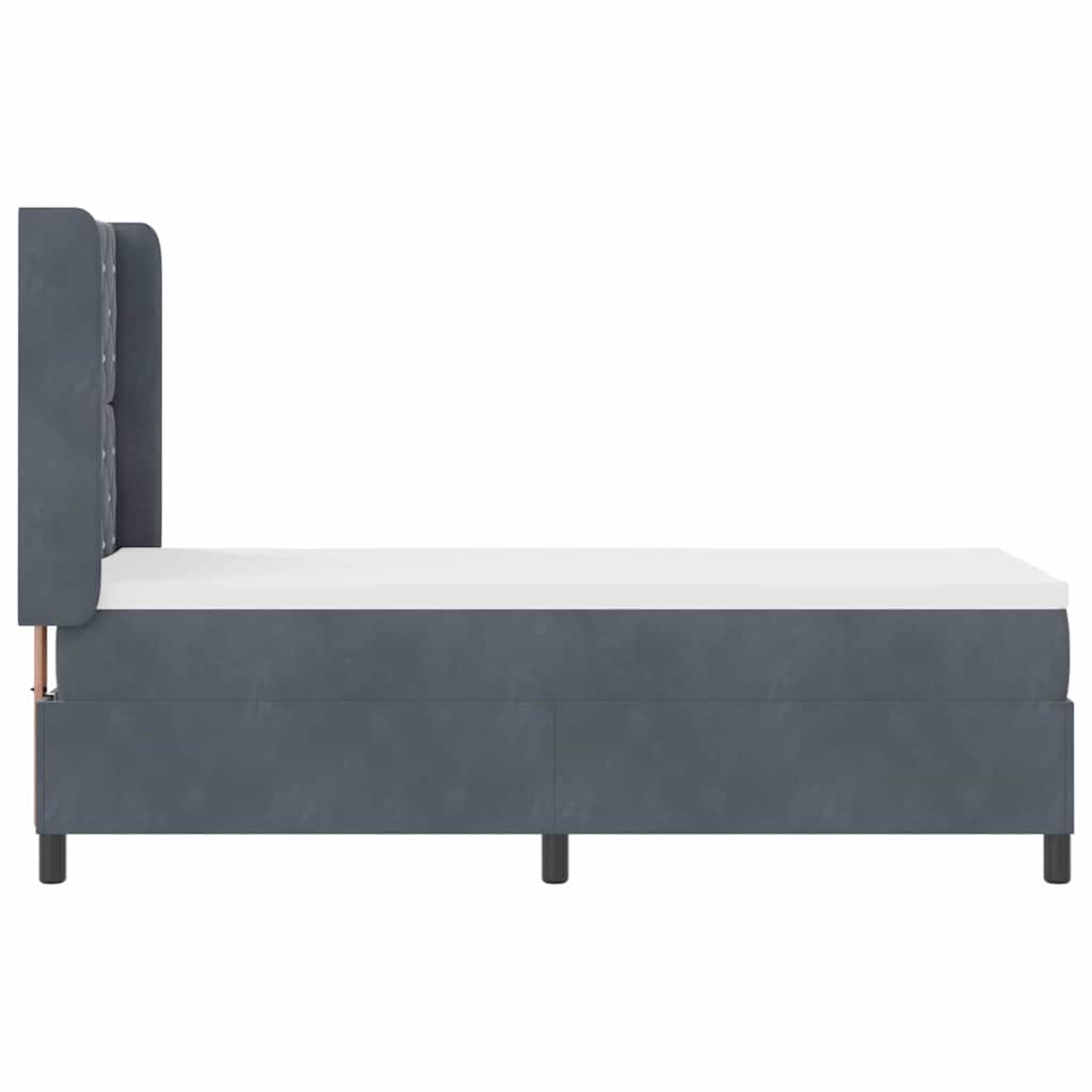 Box spring seng med hovedgærde Mørkegrå 80 x 200 cm Fløjl
