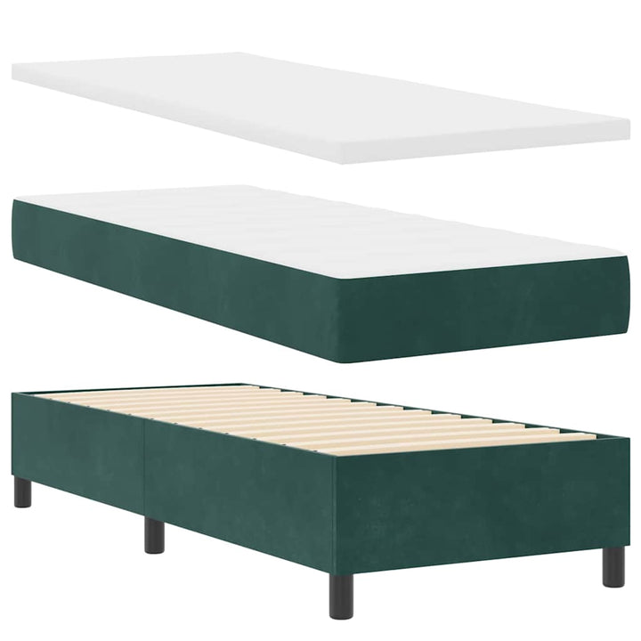 Box spring seng med hovedgærde Mørkegrøn 80 x 200 cm Fløjl