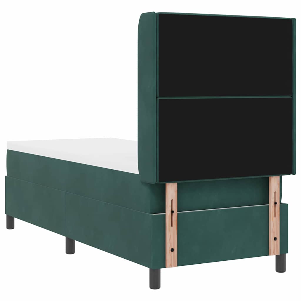 Box spring seng med hovedgærde Mørkegrøn 80 x 200 cm Fløjl