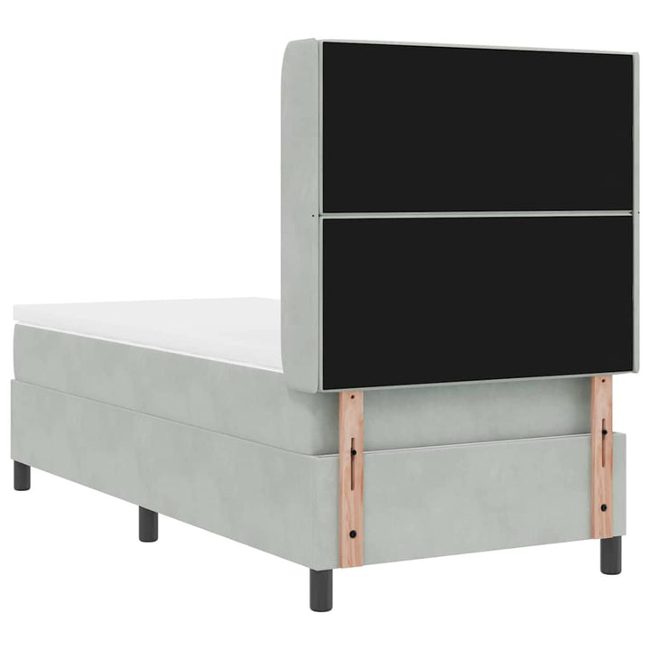 Box spring seng med hovedgærde Lysegrå 90 x 200 cm Fløjl