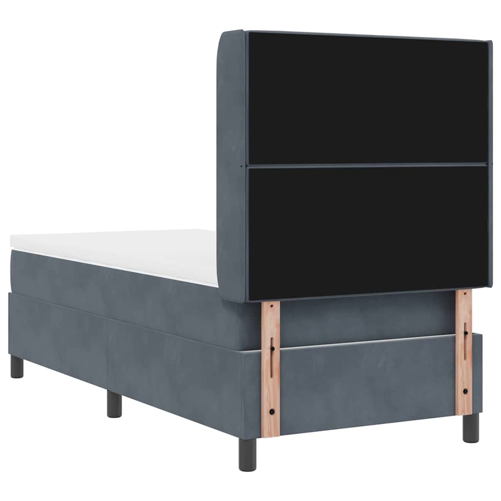 Box spring seng med hovedgærde Mørkegrå 90 x 200 cm Fløjl