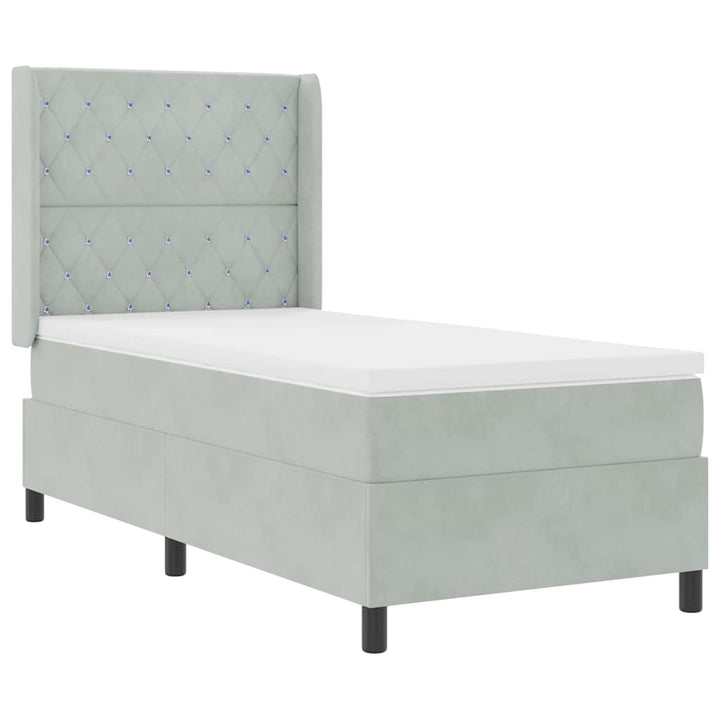 Box spring seng med hovedgærde Lysegrå 100 x 200 cm Fløjl