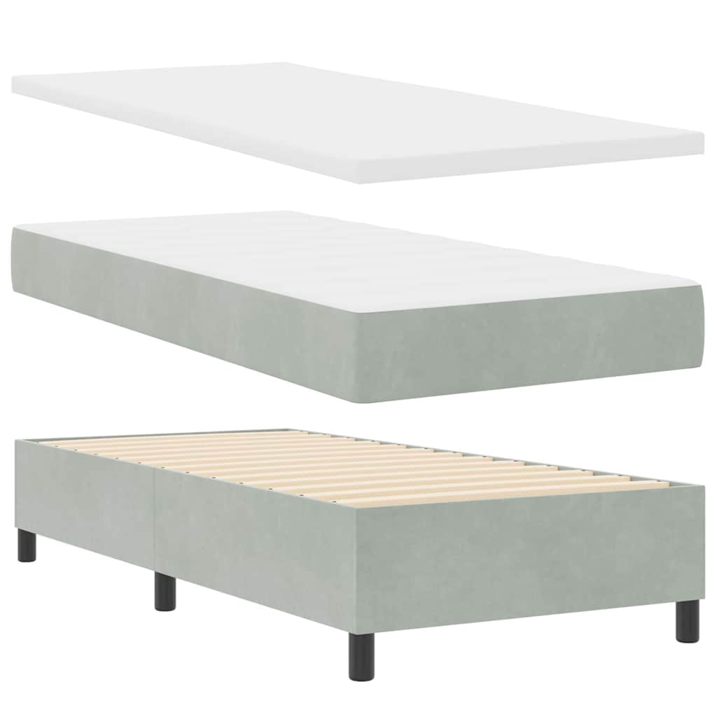 Box spring seng med hovedgærde Lysegrå 100 x 200 cm Fløjl