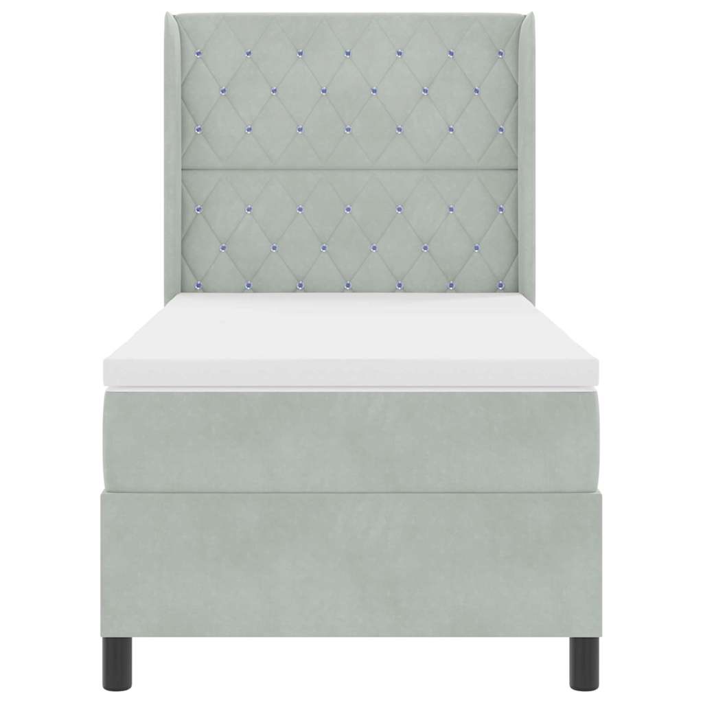 Box spring seng med hovedgærde Lysegrå 100 x 200 cm Fløjl