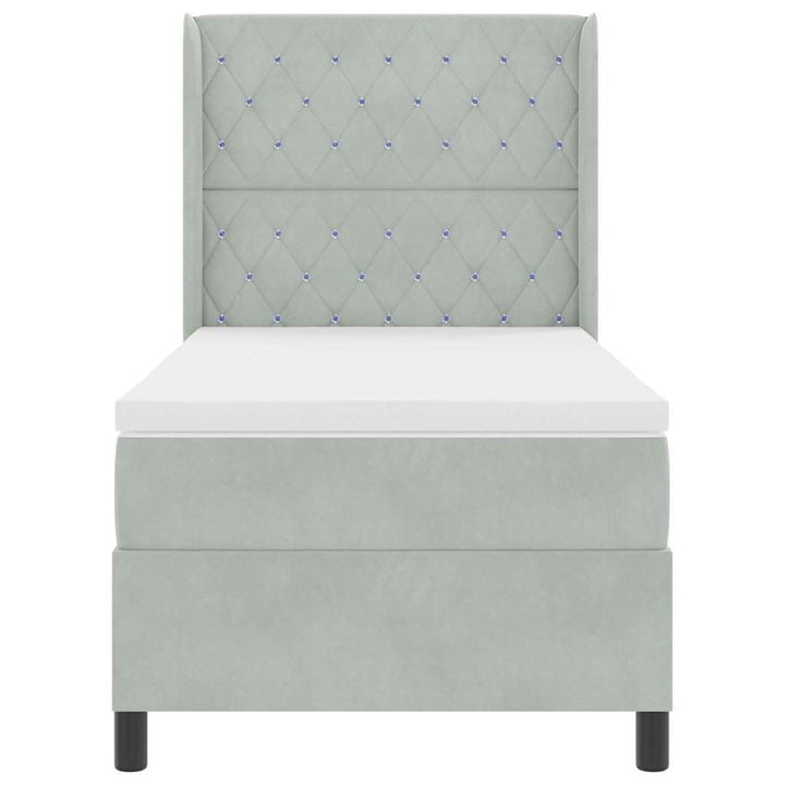 Box spring seng med hovedgærde Lysegrå 100 x 200 cm Fløjl