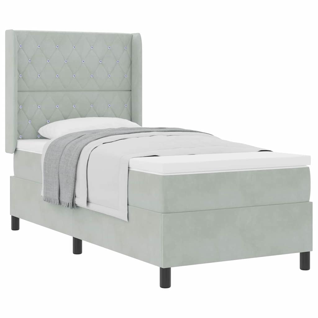 Box spring seng med hovedgærde Lysegrå 100 x 200 cm Fløjl