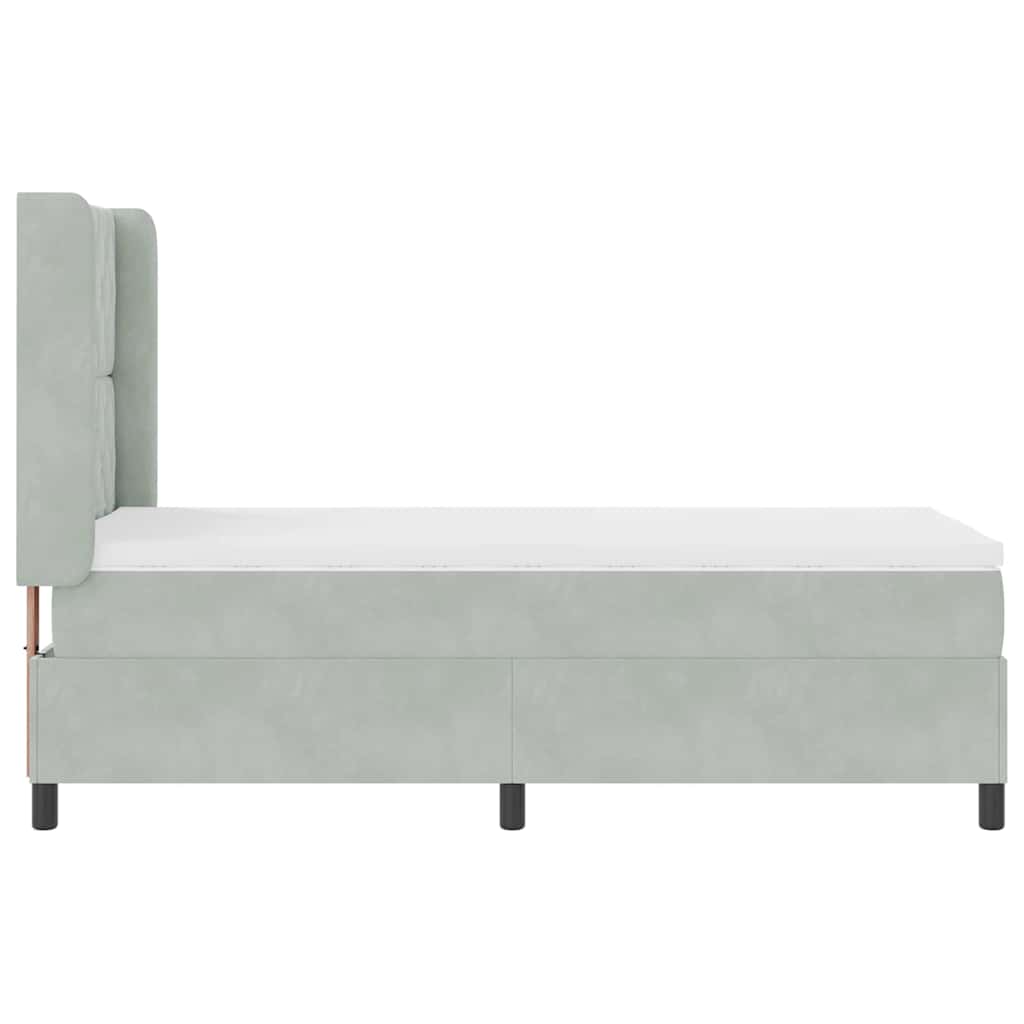 Box spring seng med hovedgærde Lysegrå 100 x 200 cm Fløjl