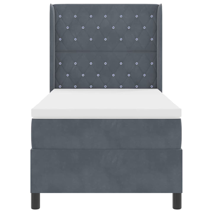 Box spring seng med hovedgærde Mørkegrå 100 x 200 cm Fløjl