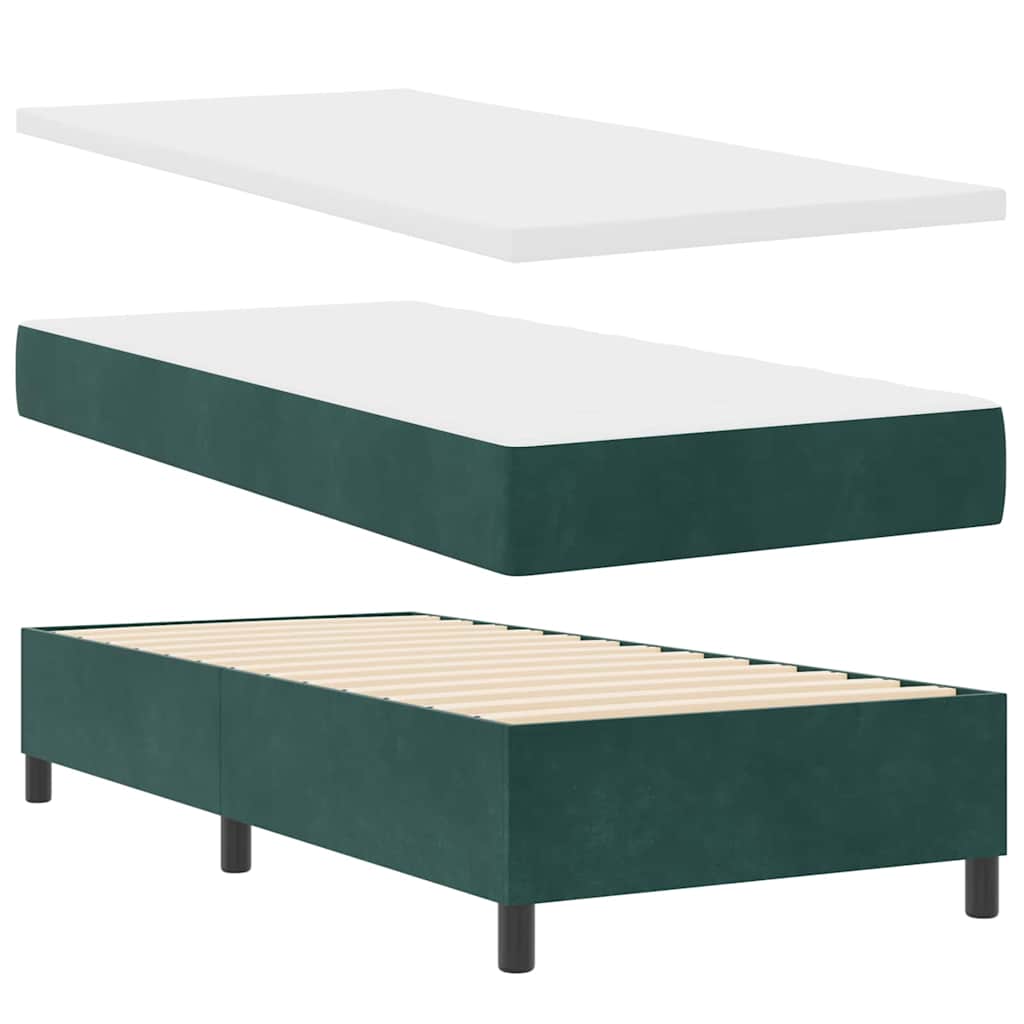 Box spring seng med hovedgærde Mørkegrøn 100 x 200 cm Fløjl