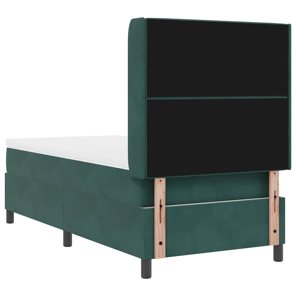 Box spring seng med hovedgærde Mørkegrøn 100 x 200 cm Fløjl