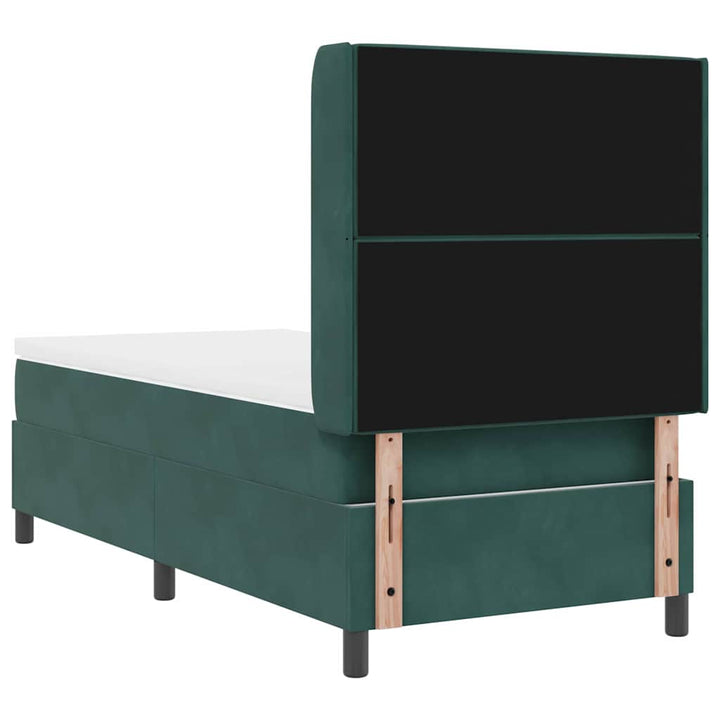 Box spring seng med hovedgærde Mørkegrøn 100 x 200 cm Fløjl