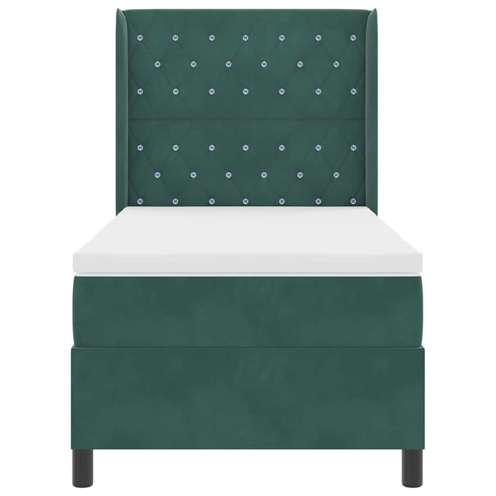Box spring seng med hovedgærde Mørkegrøn 100 x 200 cm Fløjl