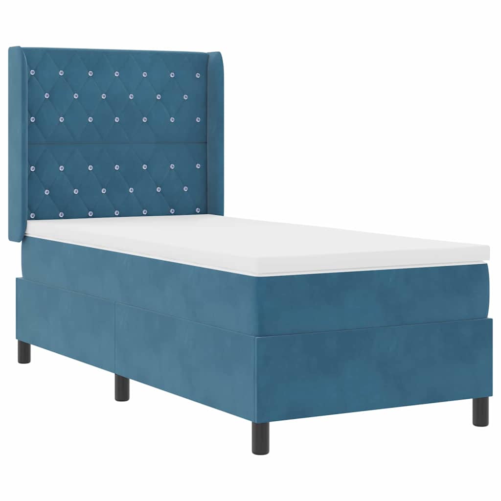 Box spring seng med hovedgærde Blå 100 x 200 cm Fløjl