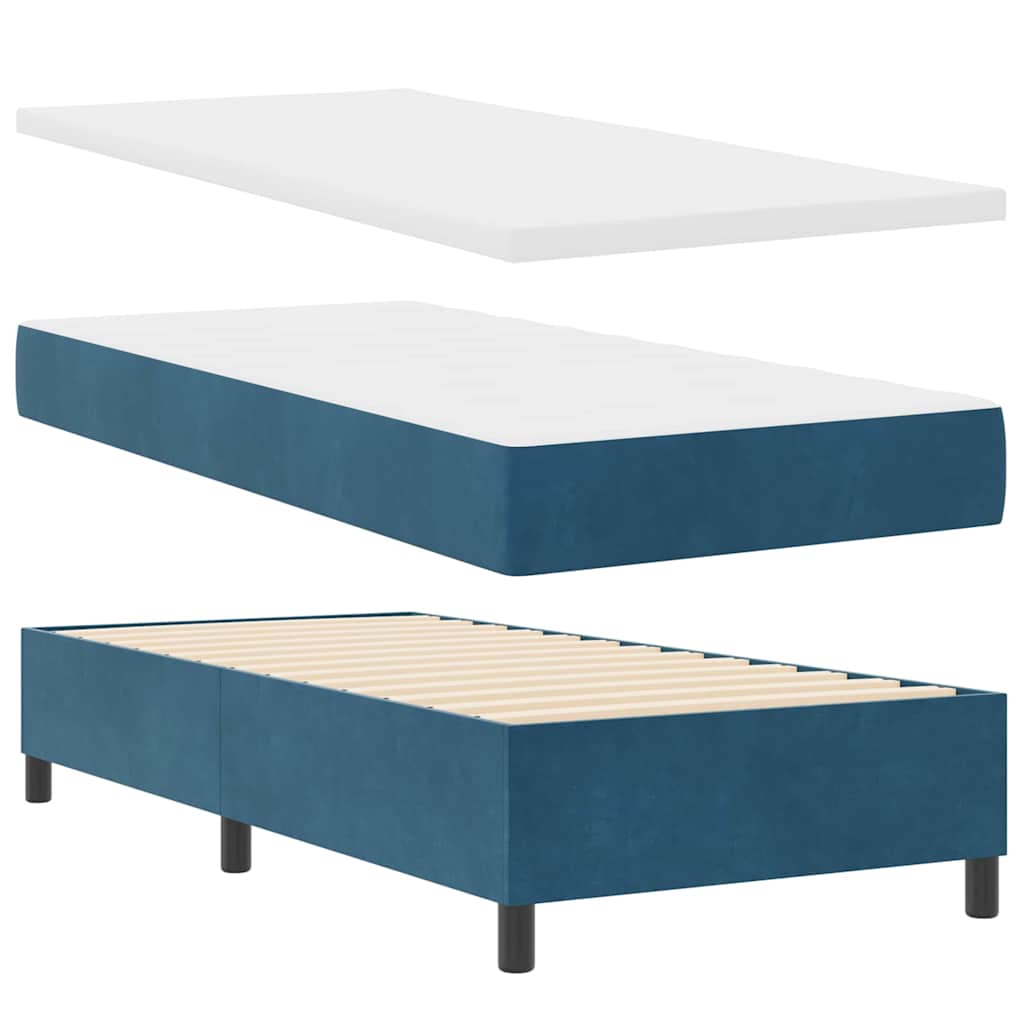 Box spring seng med hovedgærde Blå 100 x 200 cm Fløjl