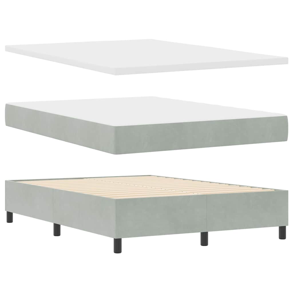 Box spring seng med hovedgærde Lysegrå 140 x 190 cm Fløjl