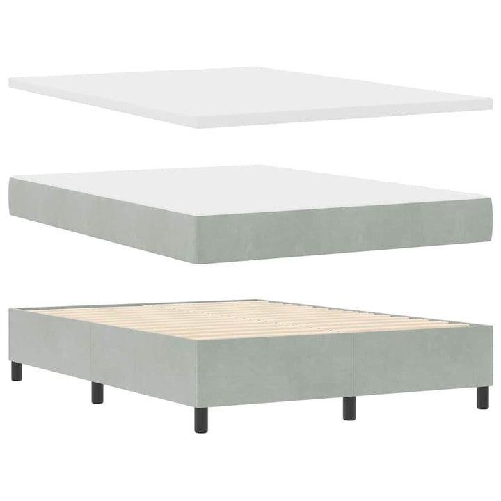 Box spring seng med hovedgærde Lysegrå 140 x 190 cm Fløjl