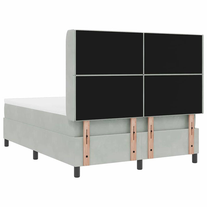 Box spring seng med hovedgærde Lysegrå 140 x 190 cm Fløjl