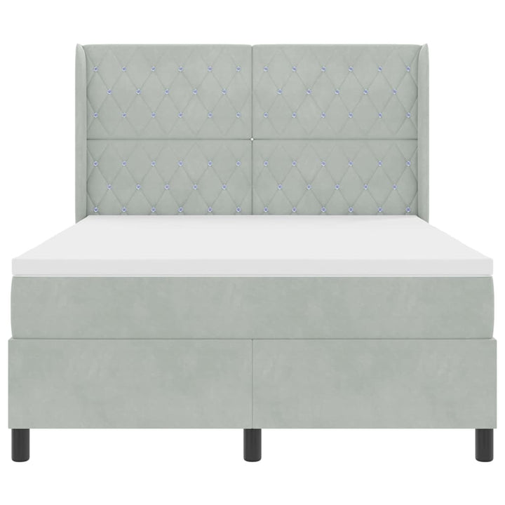 Box spring seng med hovedgærde Lysegrå 140 x 190 cm Fløjl