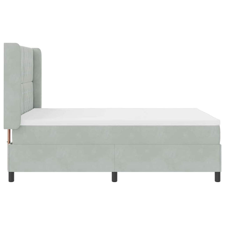 Box spring seng med hovedgærde Lysegrå 140 x 190 cm Fløjl