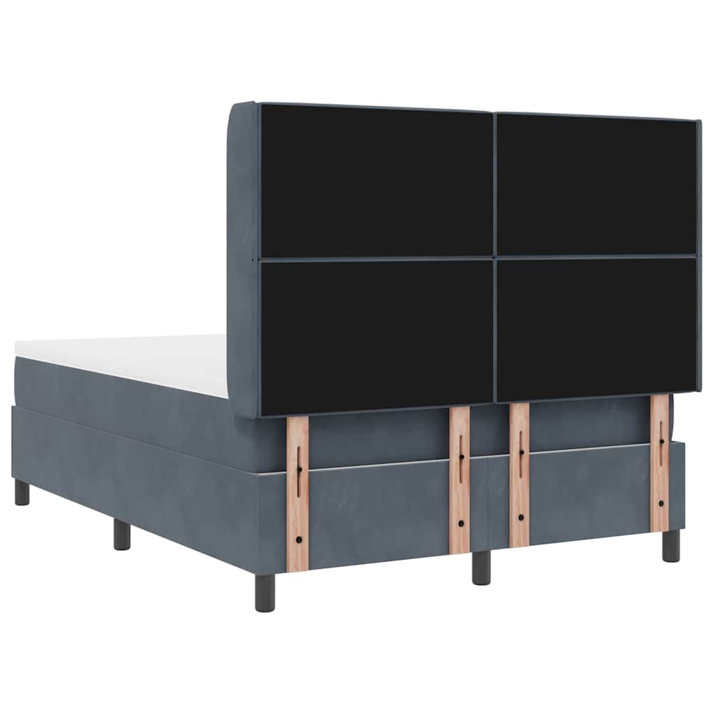 Box spring seng med hovedgærde Mørkegrå 140 x 190 cm Fløjl