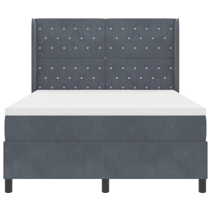 Box spring seng med hovedgærde Mørkegrå 140 x 190 cm Fløjl