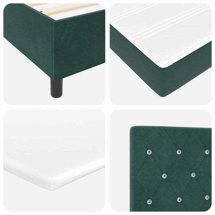Box spring seng med hovedgærde Mørkegrøn 140 x 190 cm Fløjl