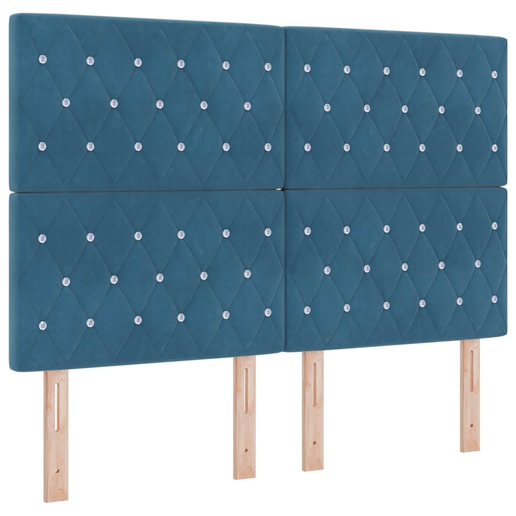 Box spring seng med hovedgærde Blå 140 x 190 cm Fløjl