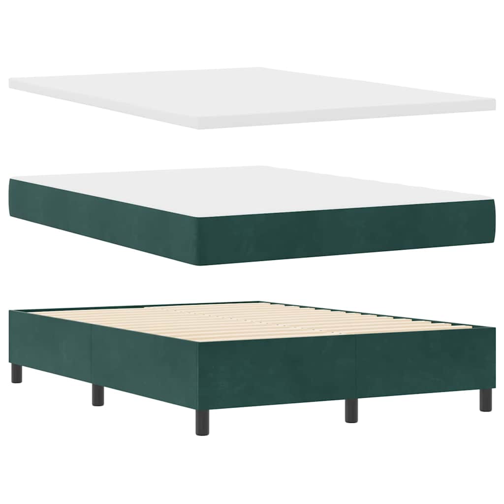 Box spring seng med hovedgærde Mørkegrøn 140 x 200 cm Fløjl