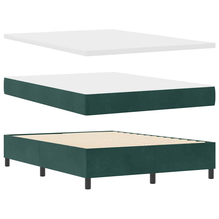 Box spring seng med hovedgærde Mørkegrøn 140 x 200 cm Fløjl